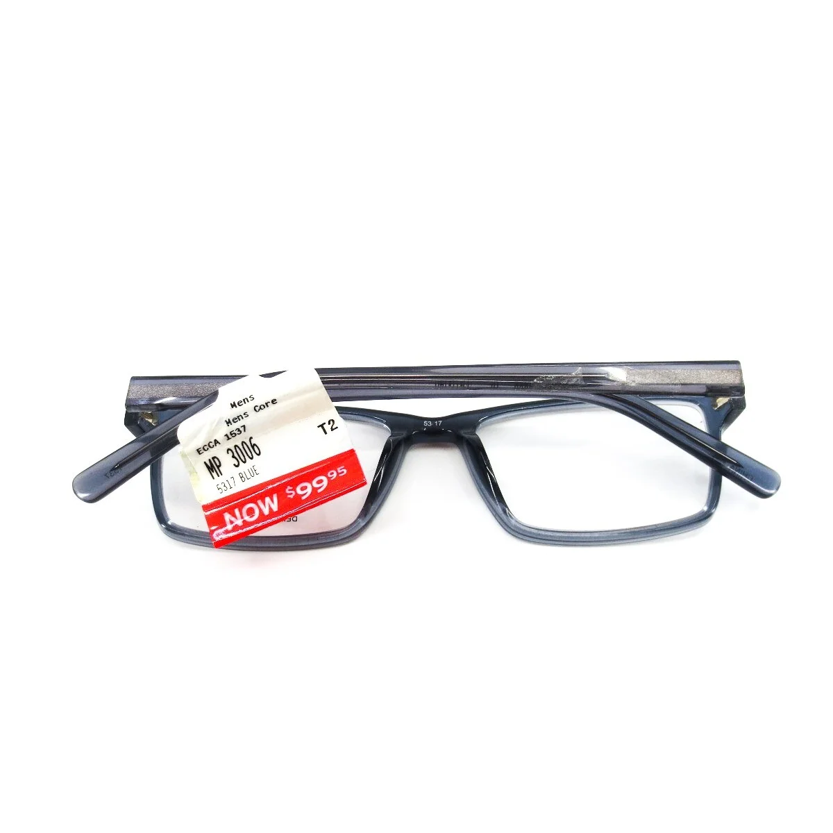 MP 3006 BL Blue Gray Crystal Mens Rectangle Full Rim Eyeglasses 53-17 140 mm 2