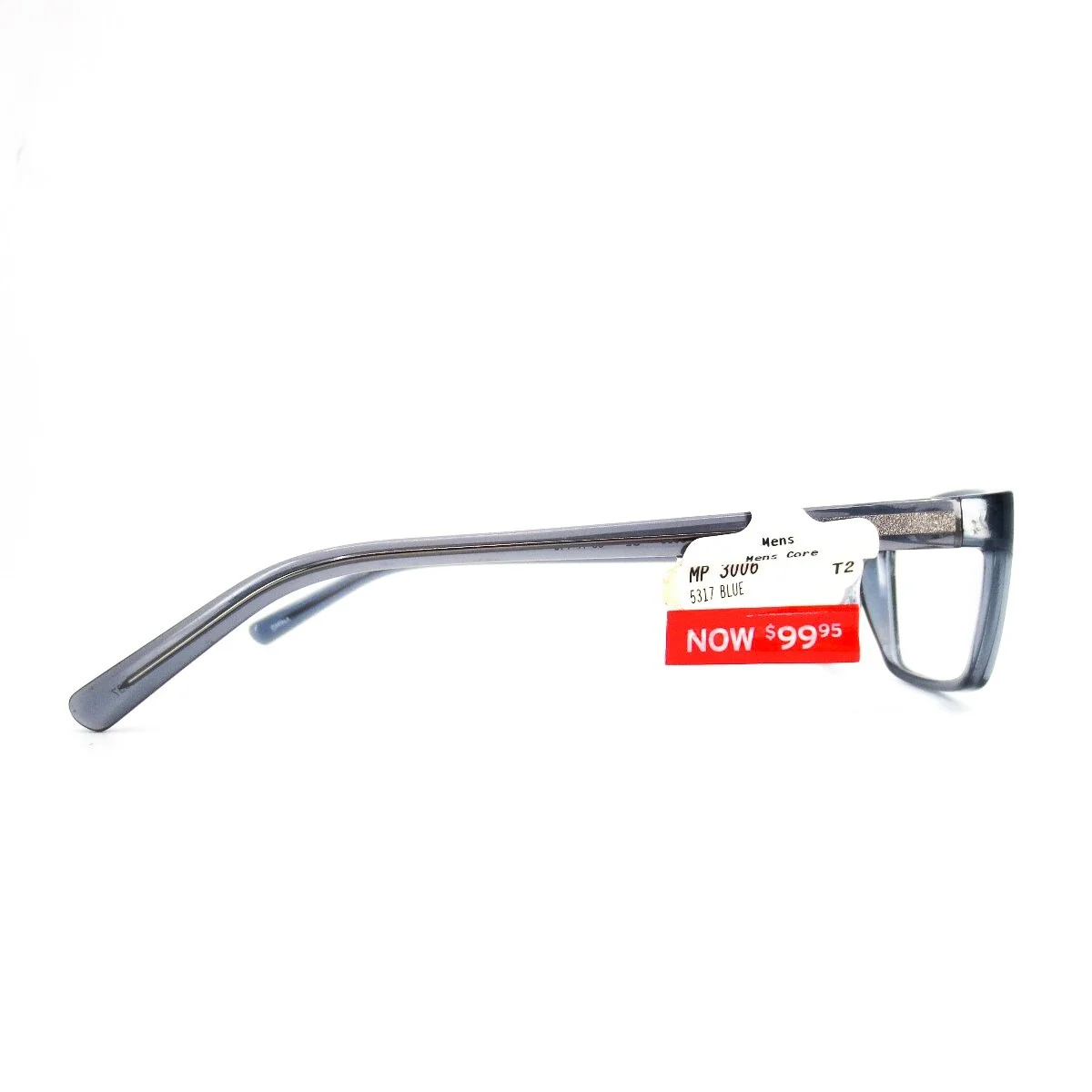 MP 3006 BL Blue Gray Crystal Mens Rectangle Full Rim Eyeglasses 53-17 140 mm 4