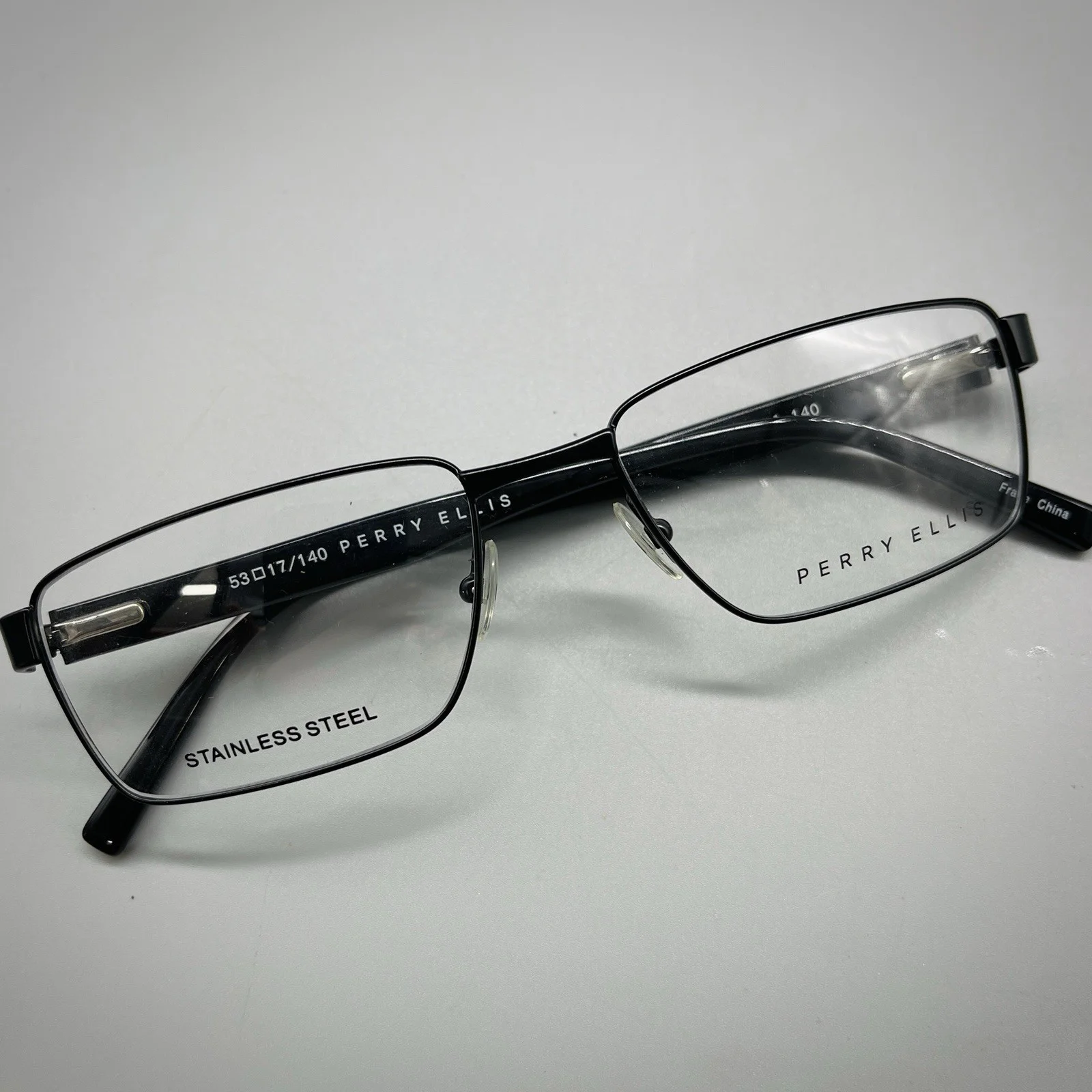 Perry Ellis PE 346-2 Black 53-17-140 Rectangle Eyeglasses Frames Men NEW