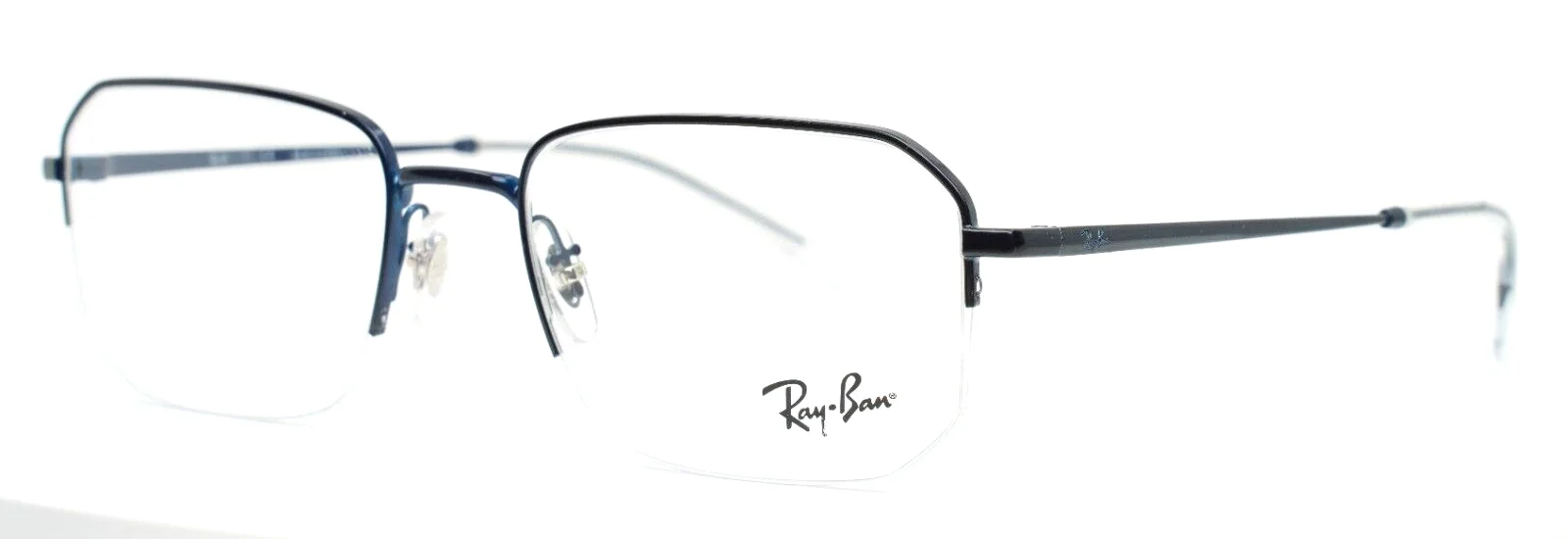 RAY BAN RB6449 3079 Navy Mens Rectangle Half Rim Eyeglasses 53-19-145 B:37