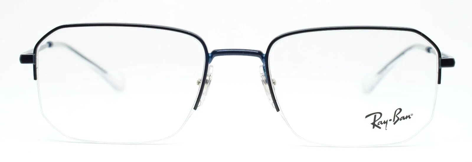 RAY BAN RB6449 3079 Navy Mens Rectangle Half Rim Eyeglasses 53-19-145 B:37 2